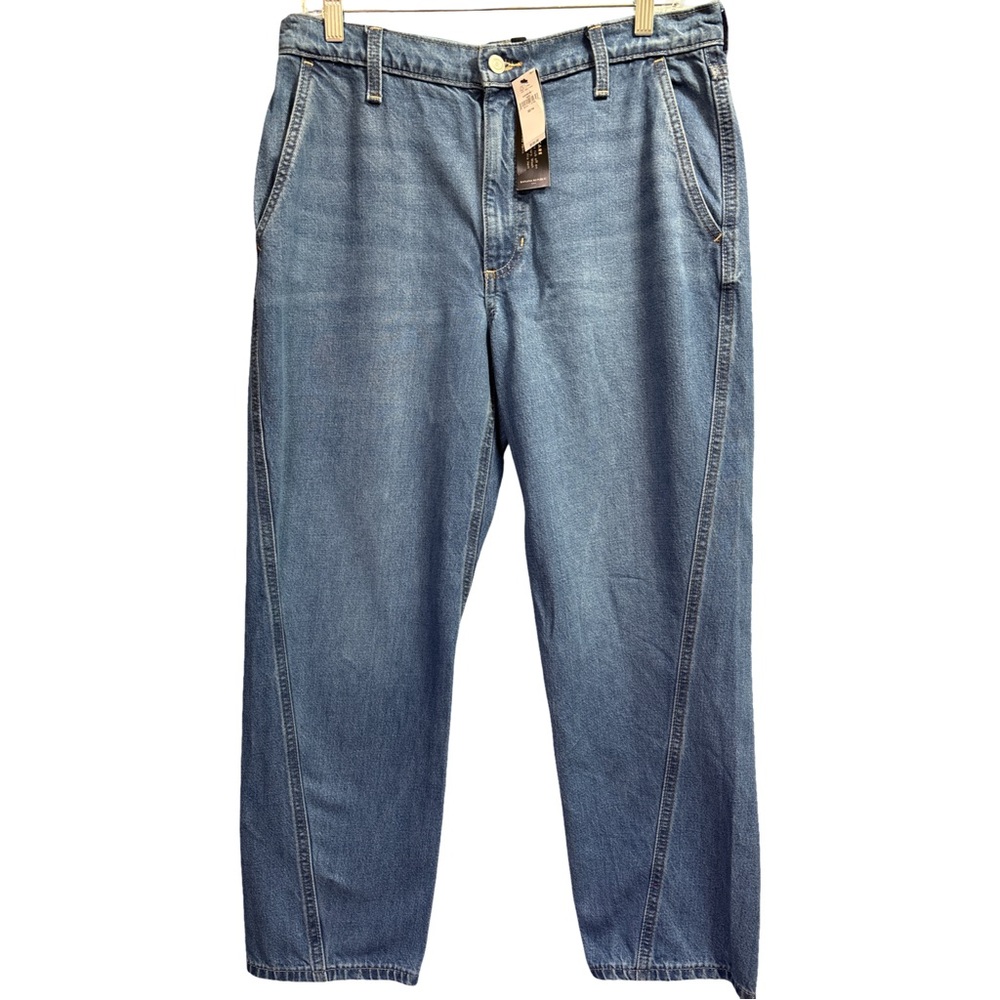 Banana Republic Women's High-Rise Barrel Leg Blue Jeans 32/14 NWT
